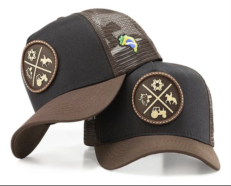 Boné Agro Trucker Telinha Marrom e Preto