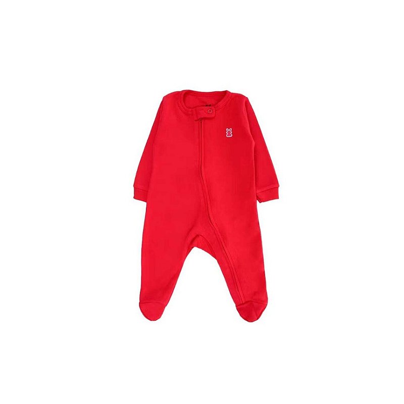 Macacão Longo Zíper 100% Algodão Vermelho Tam P