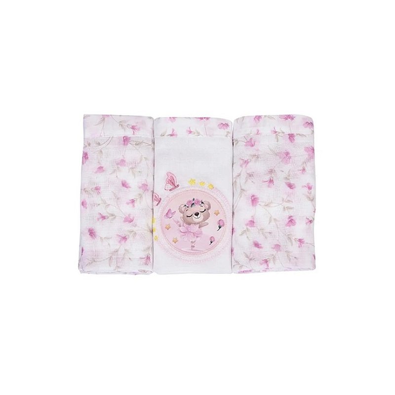 Kit Fraldas + Saquinhos para Roupas Ursa Rosa