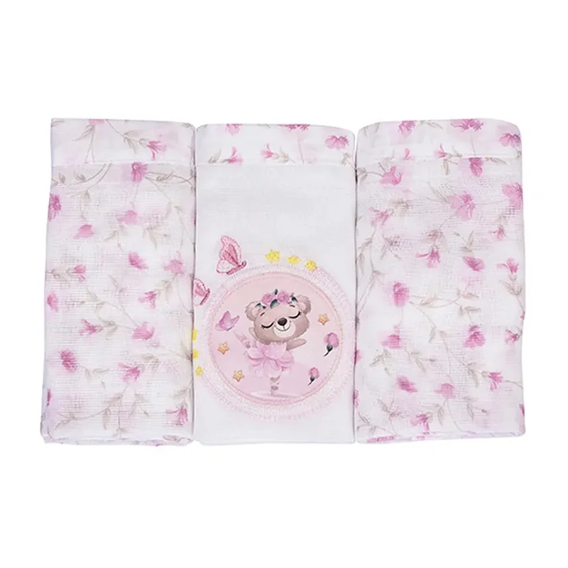 Kit Fraldas + Saquinhos para Roupas Ursa Rosa