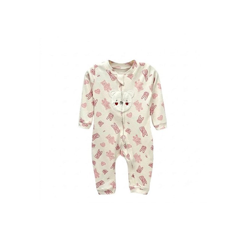Macacão Longo Zíper Suedine Ursa Off White Tam G