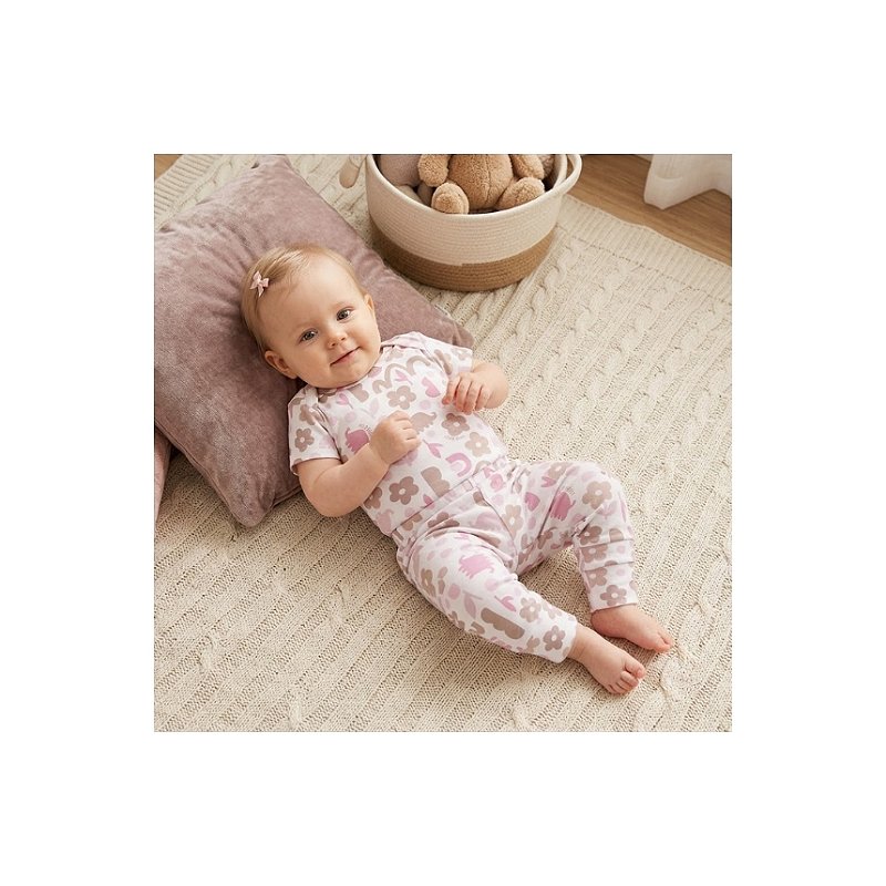 Conjunto Estampado Suedine Menina Safari Tam P