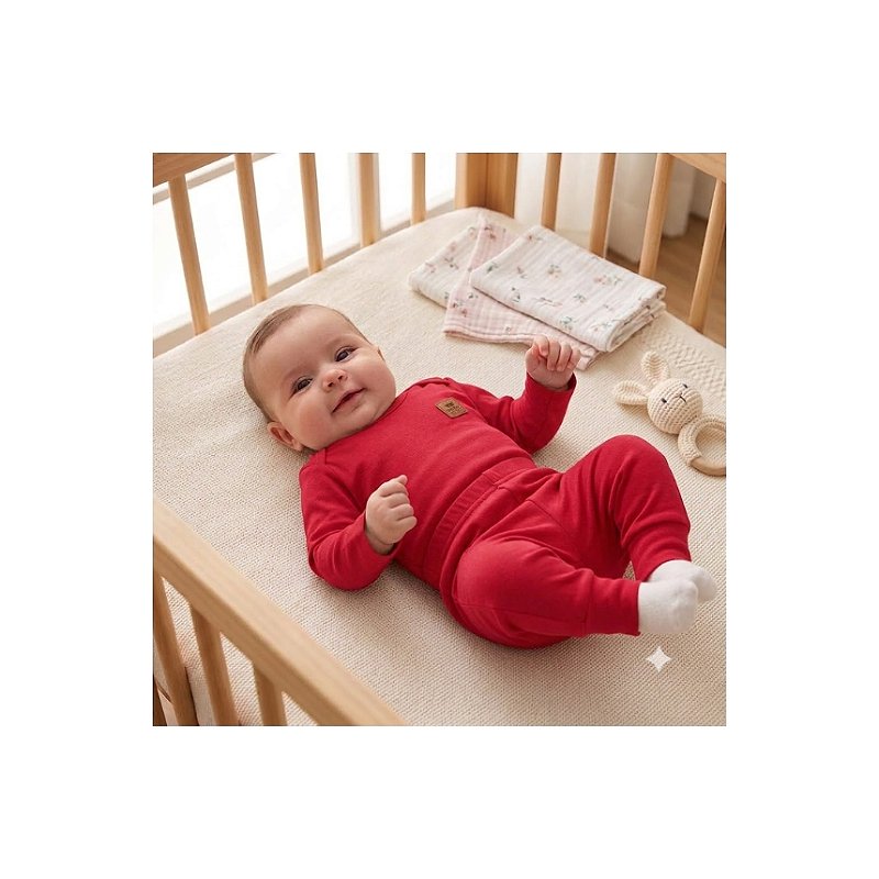 Conjunto Liso Algodão Pima Vermelho Tam P