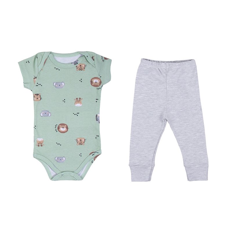 Conjunto com Bordado Suedine Menino Safari Tam P
