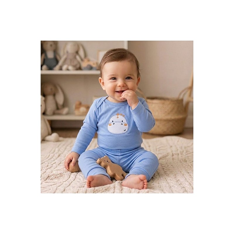 Conjunto com Bordado Suedine Menino Dino Tam M