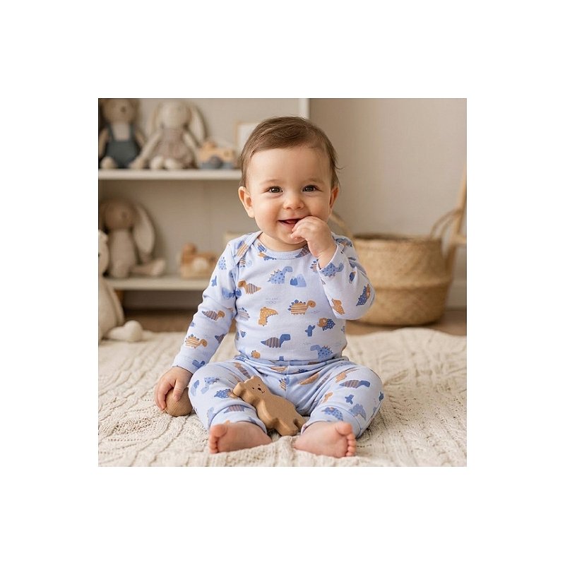 Conjunto Estampado Suedine Menino Dino Tam M