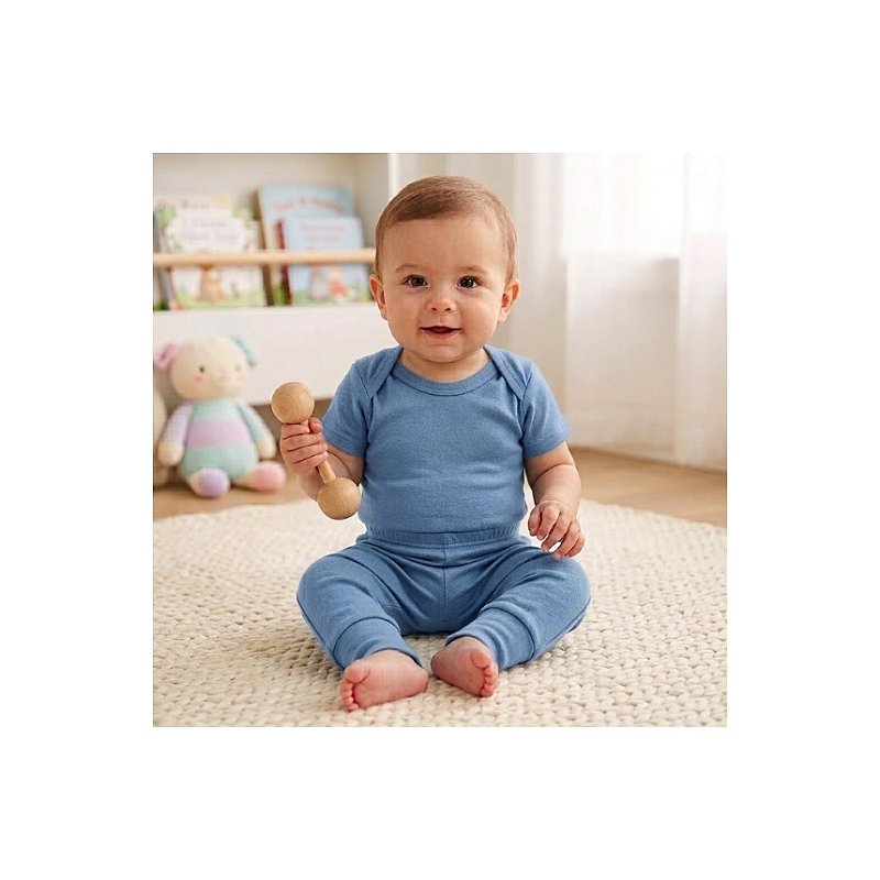 Conjunto Liso Algodão Pima Azul Tam M