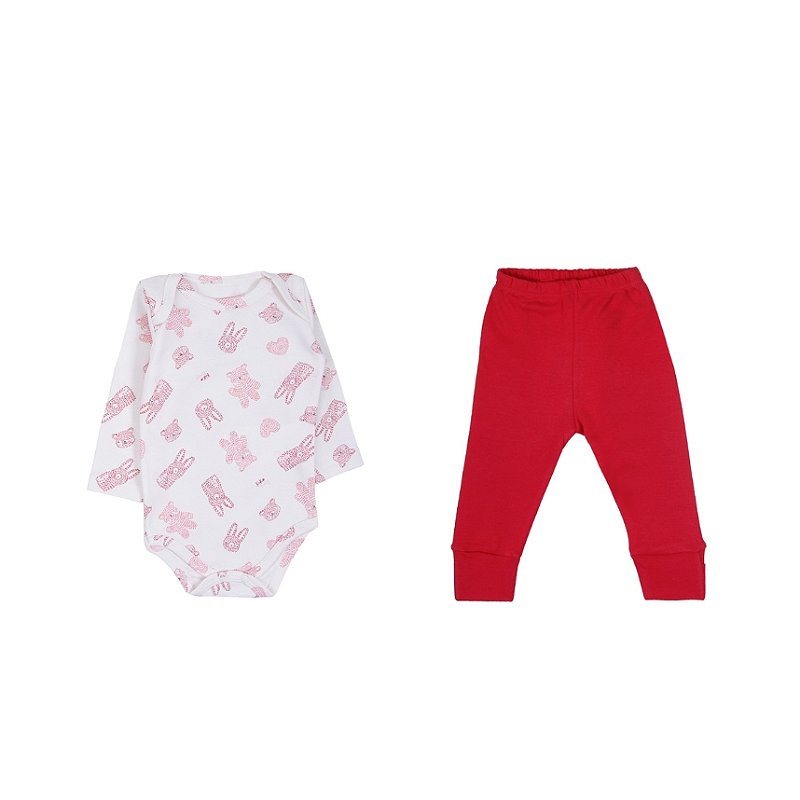 Conjunto com Bordado Suedine Menina Coelha Vermelha Tam G