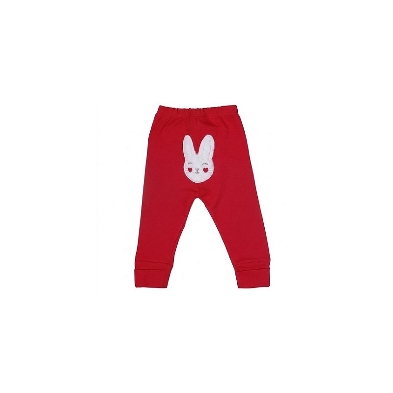 Conjunto com Bordado Suedine Menina Coelha Vermelha Tam G
