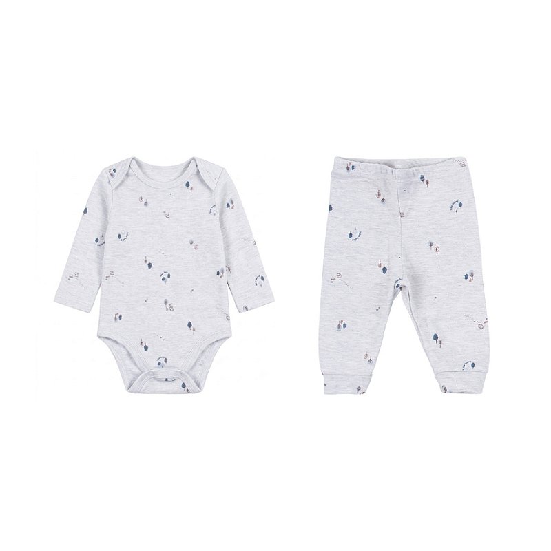 Conjunto Estampado Suedine Menino Cinza Tam G
