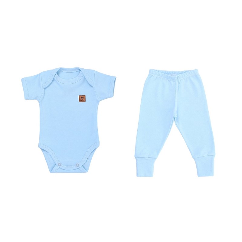 Conjunto Liso Algodão Pima Azul Claro Tam G