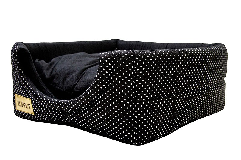 Cama Iglu e Toca Para Cachorro Luppet Luxo Preto Poa Tamanho:M