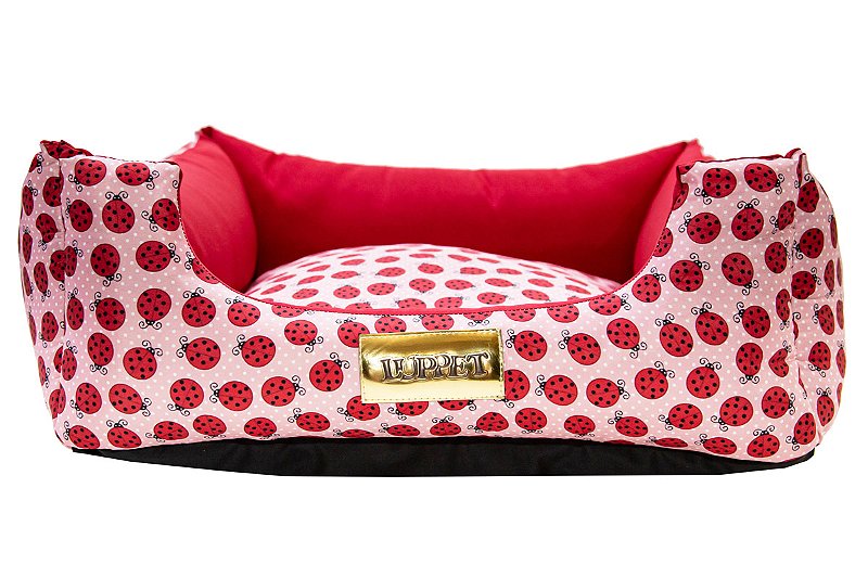 Cama Quadrada para Cachorro ou Gato Luppet Vermelho Joaninha