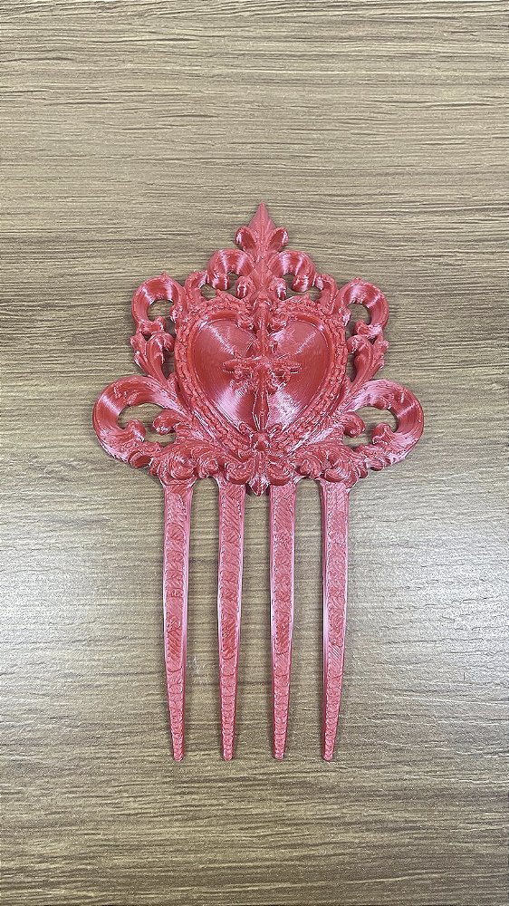 Prendedor de Cabelo Gótico Coração Vermelho