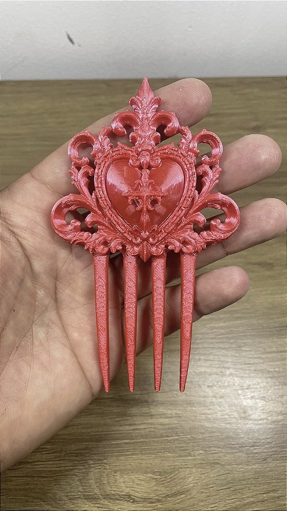 Prendedor de Cabelo Gótico Coração Vermelho