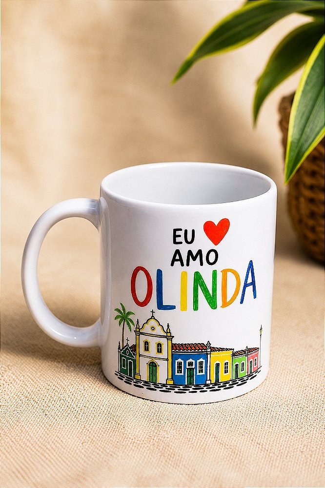 Caneca Eu amo Olinda 330 ml Cerâmica