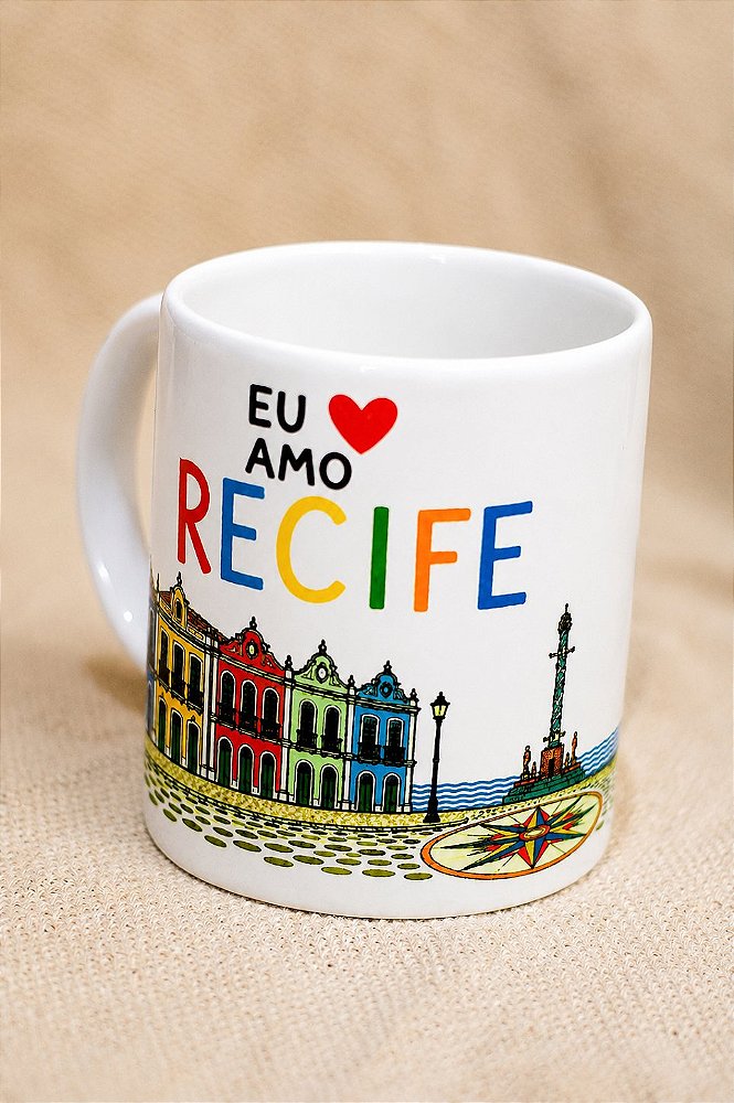 Caneca Eu amo Recife 330 ml em Cerâmica