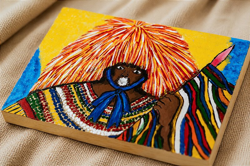 Quadro Caboclo de Lança Pintado à Mão
