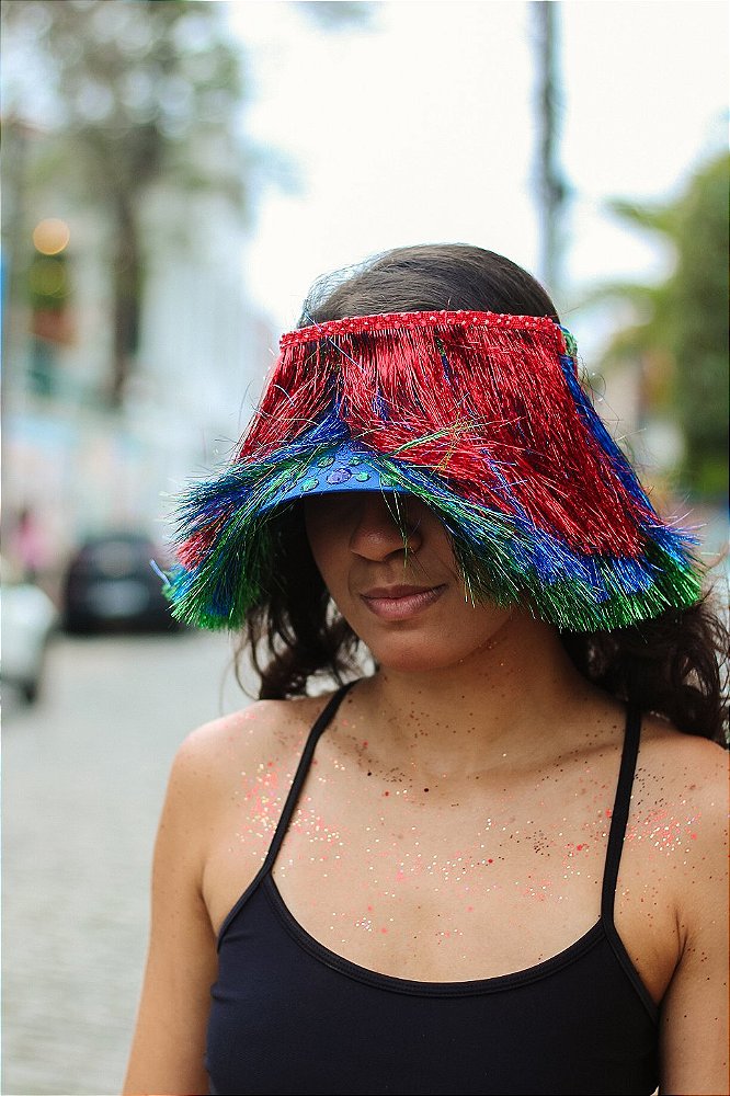 Viseira de Carnaval Colorida com Franja