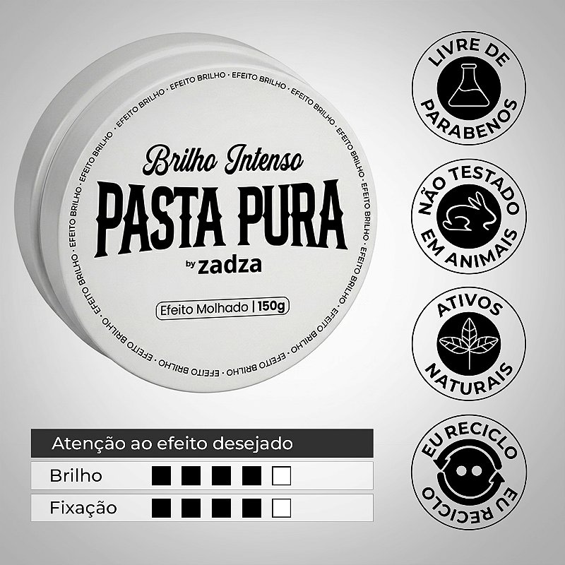 4 Pomada Modeladora 80g Pasta Pura Brilho Intenso by Zadza