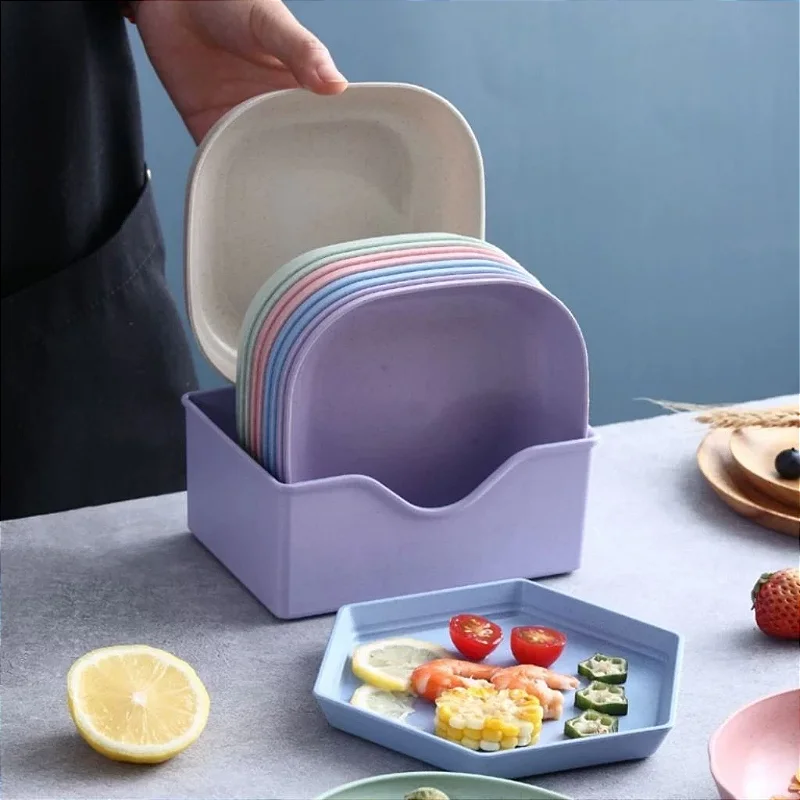 Kit 10 Pratos Plásticos Reutilizáveis com Suporte
