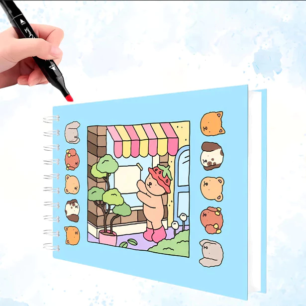 Kit Pintura Infantil 50 Páginas + Canetas 80 Cores