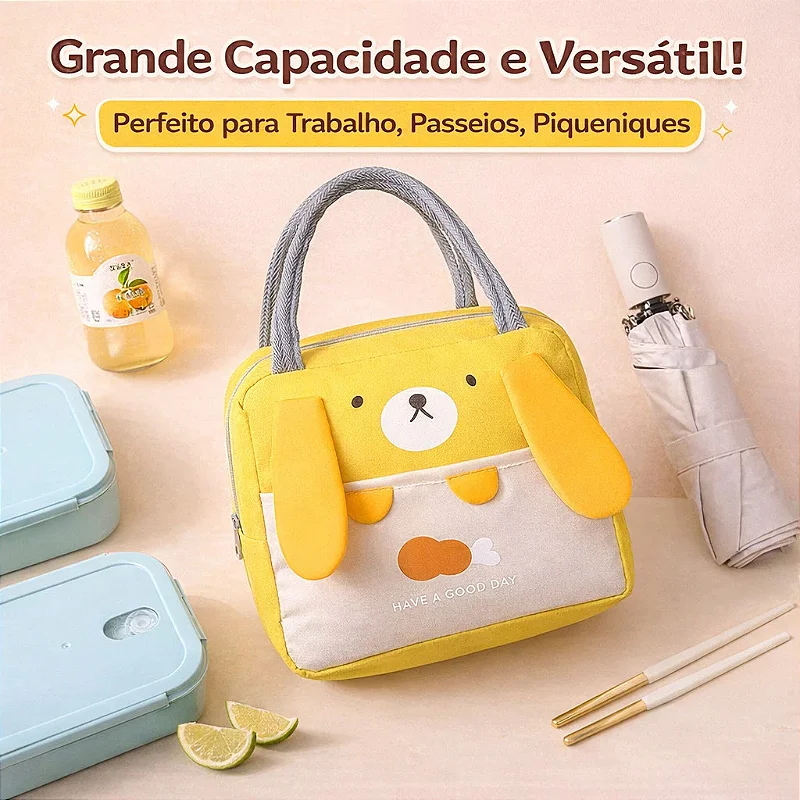 Bolsa Lancheira Térmica Porta Marmita com Orelhinhas
