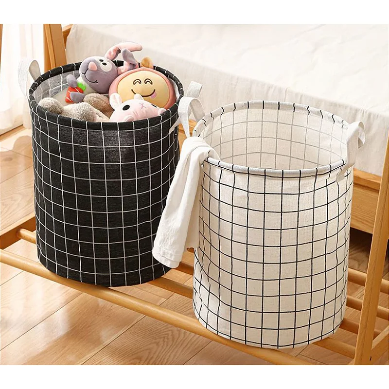 Cesto de Roupa Dobrável Linho Organizador