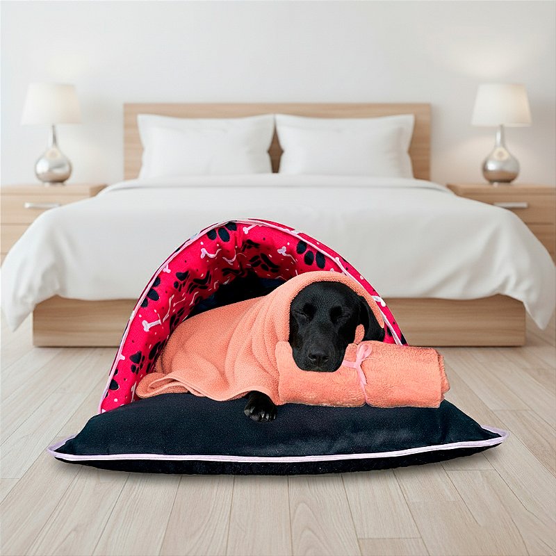 Kit Saco de Dormir Pet Impermeável Téo 02 pçs Cor:Pink com manta rosa