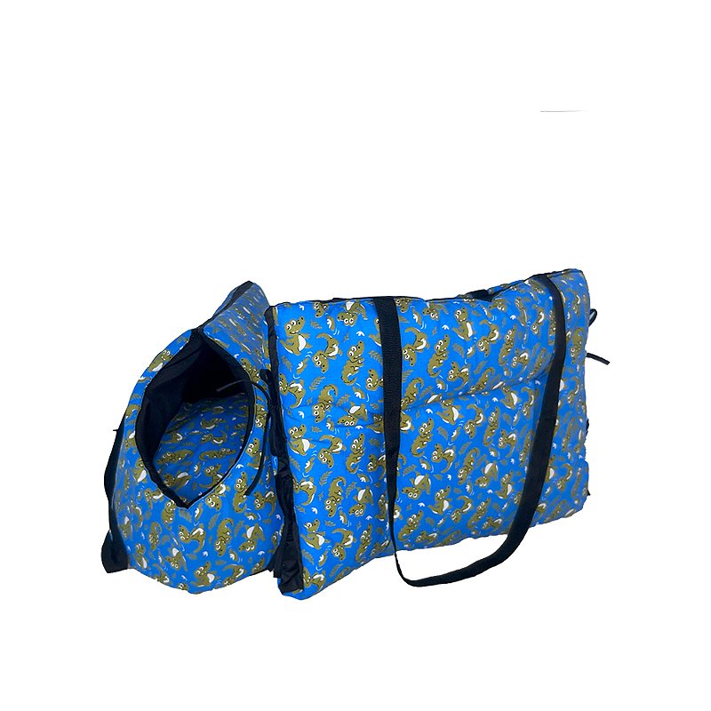 Kit Transporte Bolsa Colchonete Impermeável Top Cor:Dino Azul