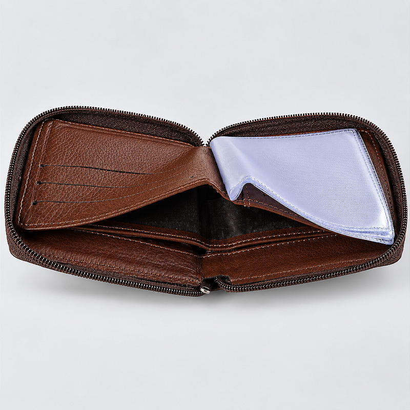 Carteira de Couro Masculina com Zíper