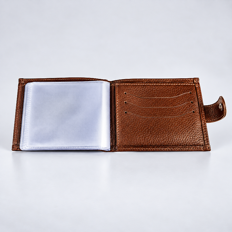 Carteira de Couro Social Com Ponteira Masculina