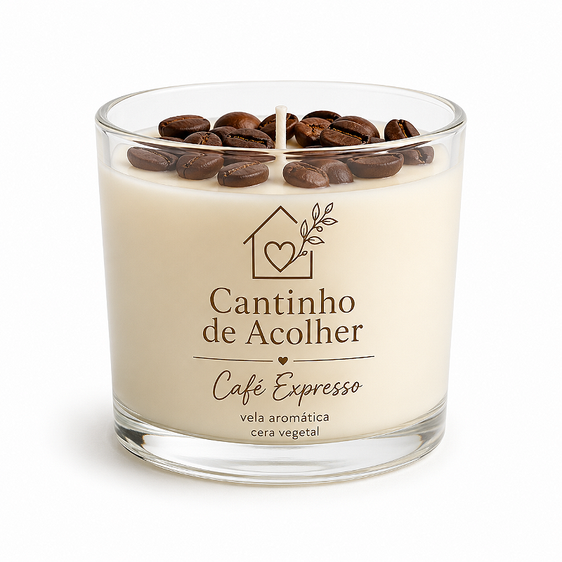 Café Expresso | Vela Aromática 120g com Grãos de Café Cantinho de Acolher Criandê