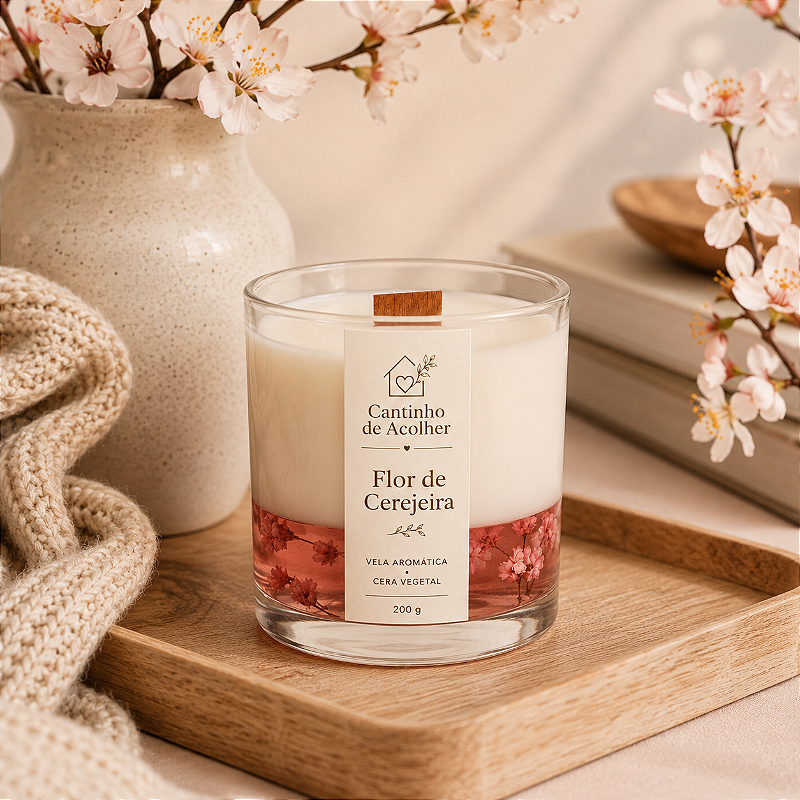 Flor de Cerejeira | Vela Aromática em Gel Translúcido 200g Cantinho de Acolher Criandê