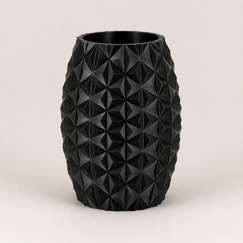 Criandê Vaso Prisma | Facetado em Triângulos, Silhueta Barril