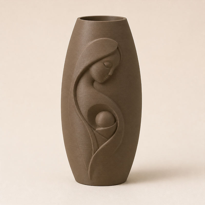 Vaso Decorativo Criandê com Relevo de Mãe e Filho para Dia das Mães