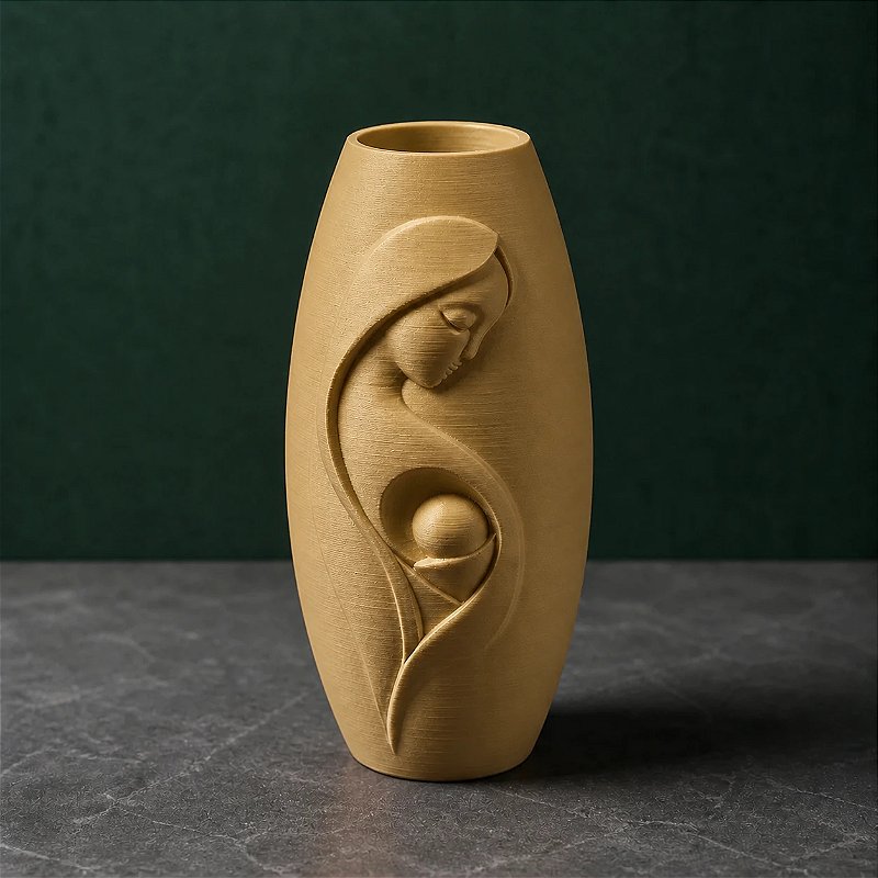 Vaso Decorativo Criandê com Relevo de Mãe e Filho para Dia das Mães