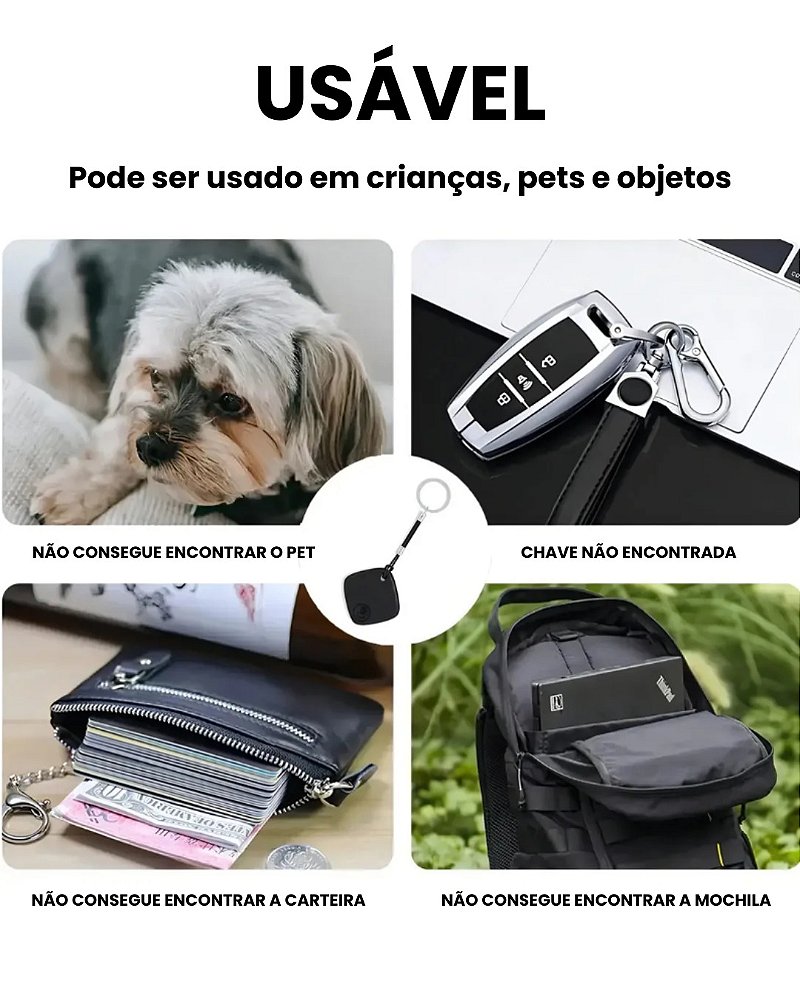 Smart Tag Localizador GPS Branco Compatível iPhone Apple