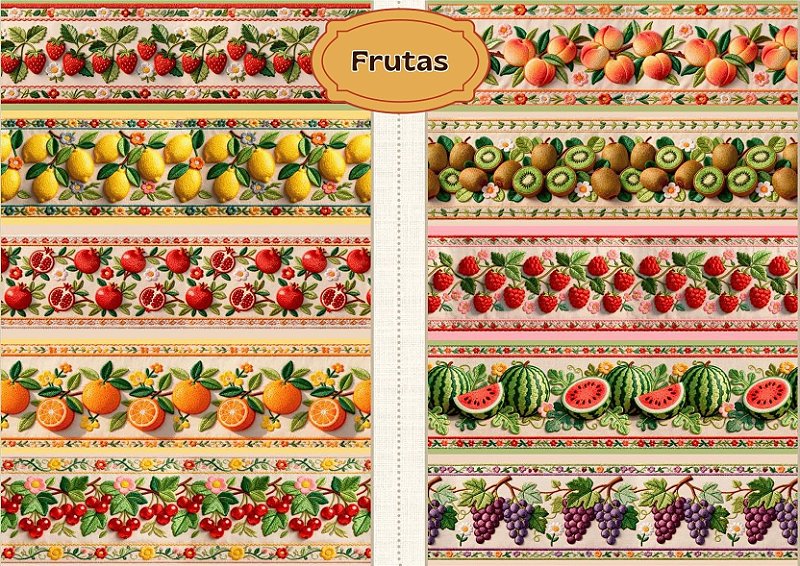 Tricoline Barrados Digitais - Frutas