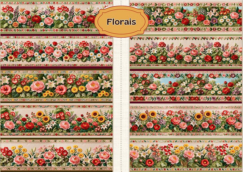Tricoline Barrados Digitais - Florais