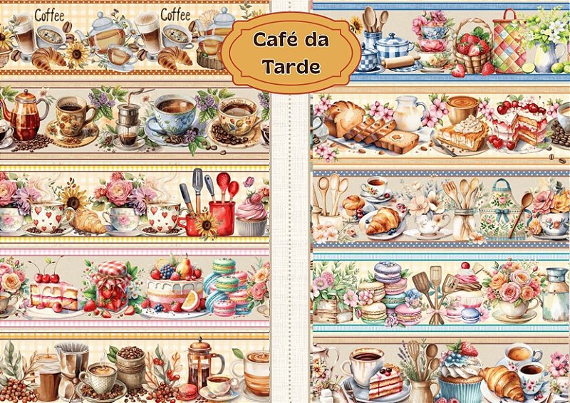 Tricoline Barrados Digitais - Café da Tarde