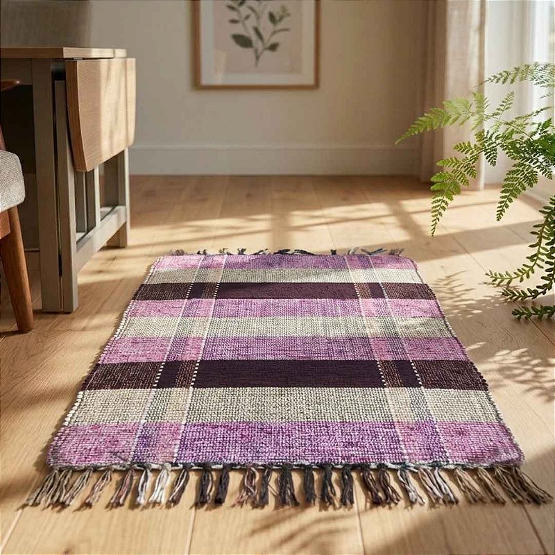 Tapete Artesanal Xadrez Mini 40x60 cm – kIT 6 unidades (Cores Sortidas)