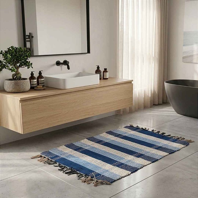 Tapete Artesanal Xadrez Mini 40x60 cm – kIT 6 unidades (Cores Sortidas)
