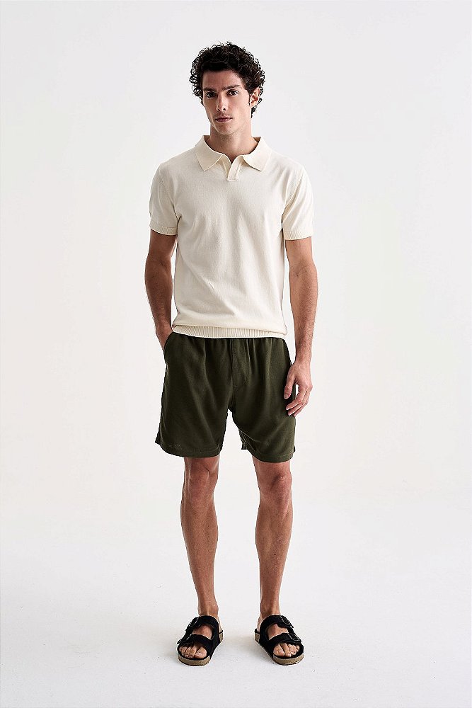 Polo Tricot Gola V - Off White