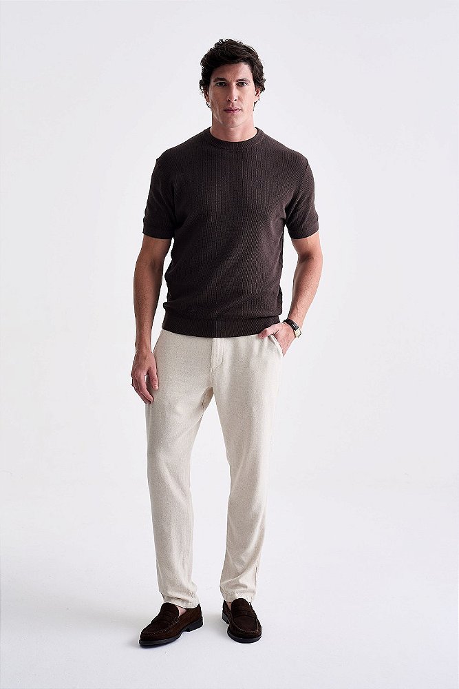 Camiseta Tricot Texturizada - Marrom