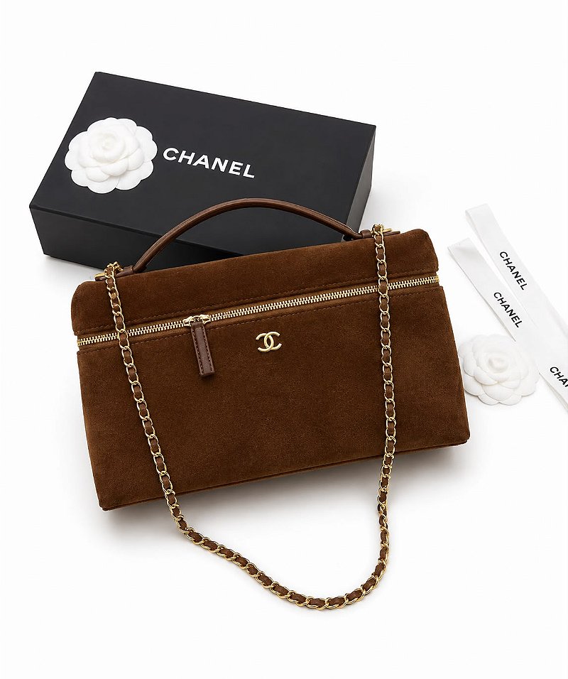 Bolsa Chanel Vanity Case / Top Handle em Camurça