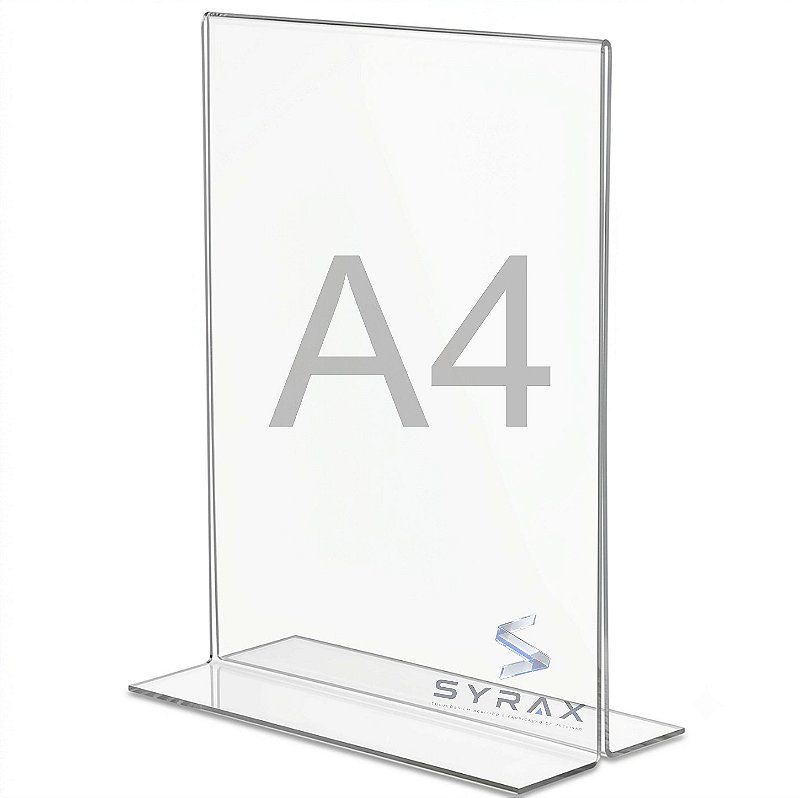 Display Acrílico A4 30x21cm de Mesa Tipo T Vertical