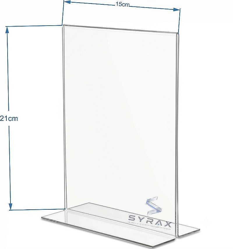 Display Acrílico A5 21x15cm de Mesa Tipo T Vertical