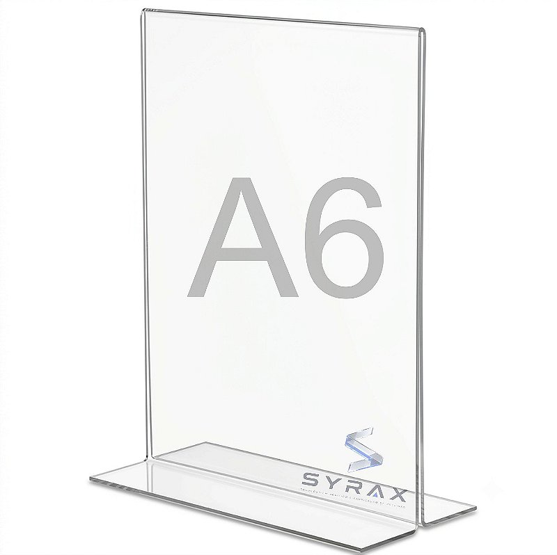 Display Acrílico A6 15x10cm de Mesa Tipo T Vertical
