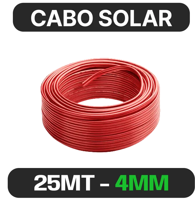 CABO SOLAR 4MM VERMELHO - 25MT